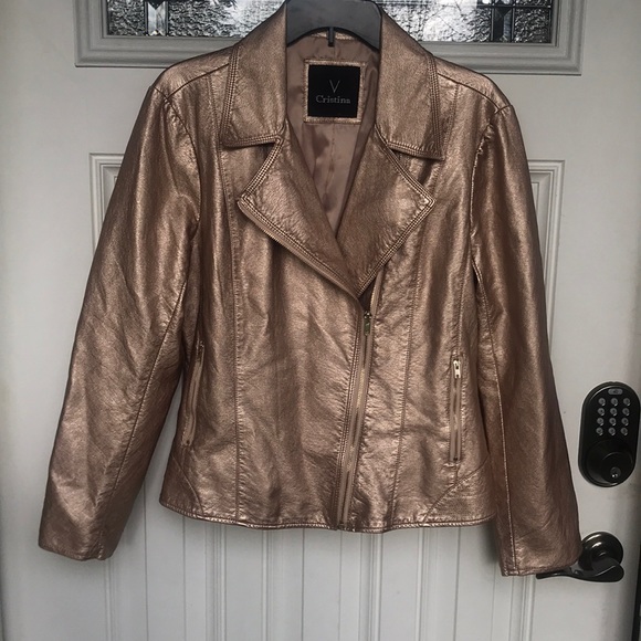 V Cristina Jackets & Coats V Cristina Rose Gold Biker Style Jacket